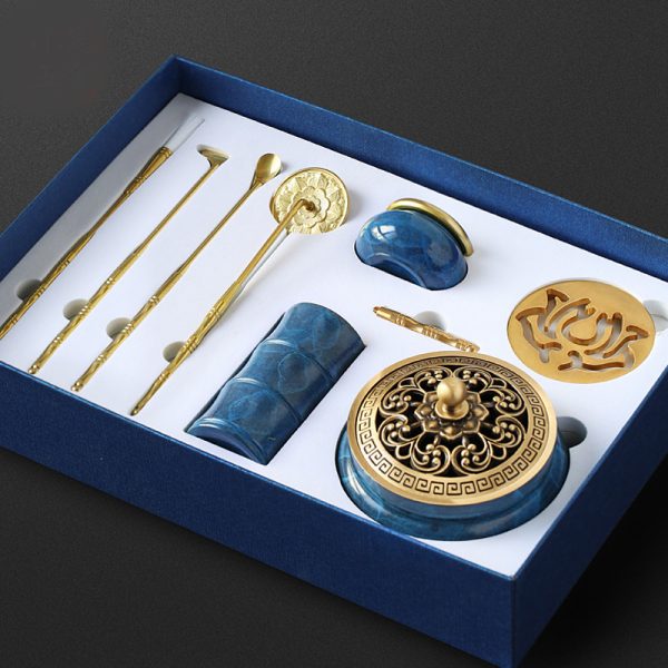 Hand-Crafted Blue Incense Burner Kit – Artisanal Incense Road Tool Supplies - Image 2