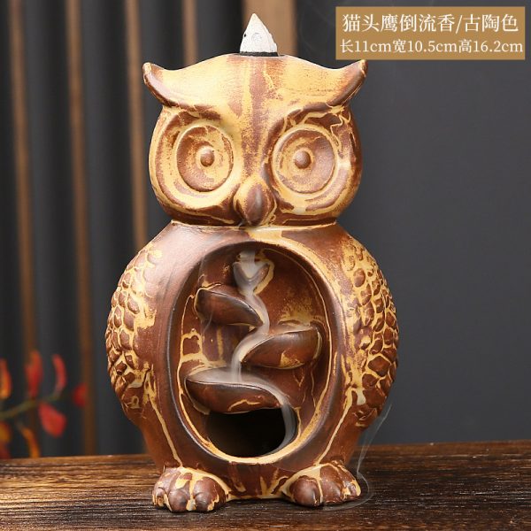 Owl Backflow Incense Burner | Handcrafted Ceramic Aromatherapy Ornament - Image 8