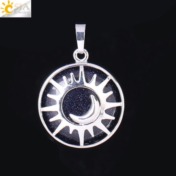 Sun & Moon Pendant with Healing Natural Stones | Amethyst, Quartz, and More - Image 9