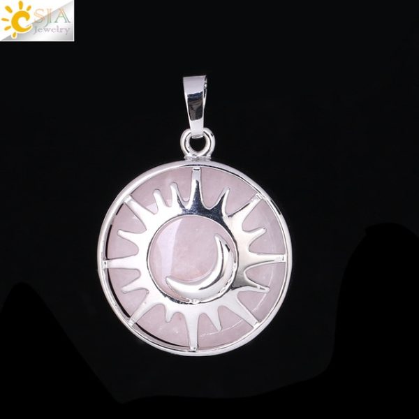 Sun & Moon Pendant with Healing Natural Stones | Amethyst, Quartz, and More - Image 14