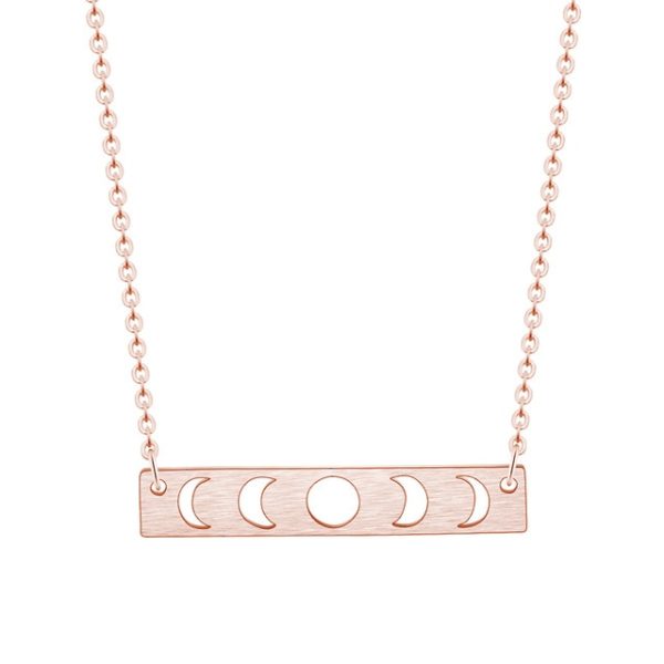 Hollow Moon Phase Pendant Necklace - Gold and Rose Gold Stainless Steel - Image 6