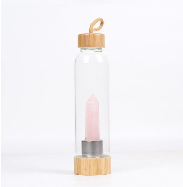 24.5 cm Glass Water Bottle with Healing Crystal | Crystal-Infused Hydration - Image 6