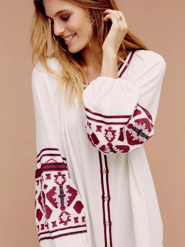 Bohemian Ethnic Style Embroidered Loose Cardigan Dress - Image 3