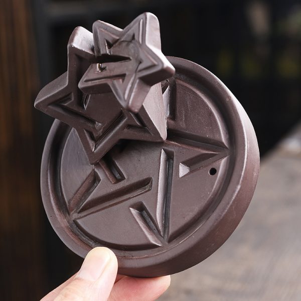 Handmade Backflow Incense Burner - Mystical Star Pattern Ornament for Home - Image 4