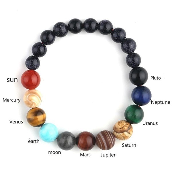 Eight Planets Natural Stone Bracelet | Universe Yoga Chakra Galaxy Solar System Beads - Image 5