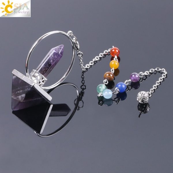 Healing Natural Stone Reiki Pendulum – Hexagonal Prism Pyramid - Image 9