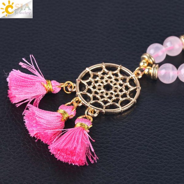 Japamala 108 Mala Beads Bracelet with Dream Catcher Tassel | 8MM Natural Stones - Image 5