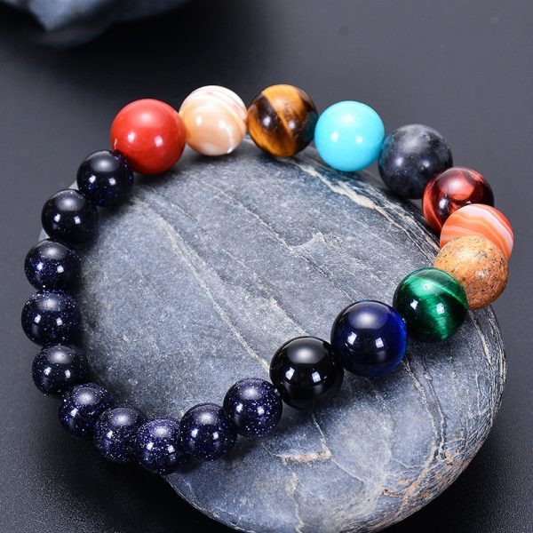 Eight Planets Natural Stone Bracelet | Universe Yoga Chakra Galaxy Solar System Beads - Image 3