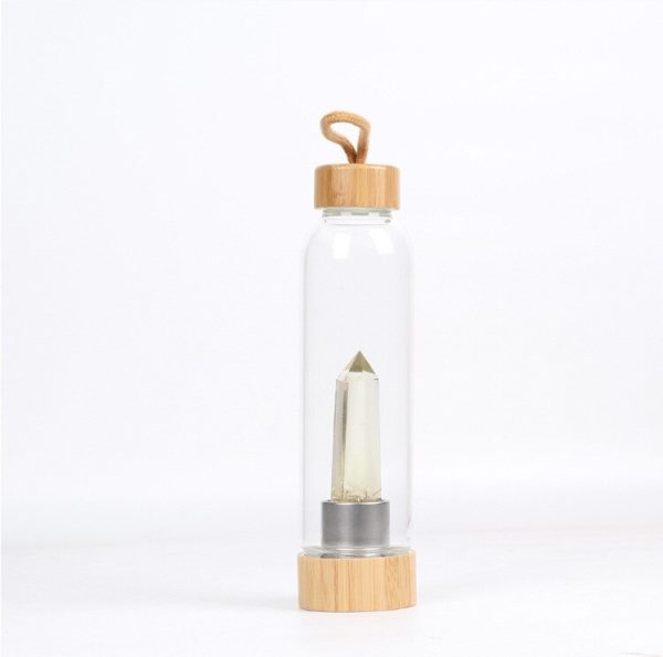 24.5 cm Glass Water Bottle with Healing Crystal | Crystal-Infused Hydration - Image 2