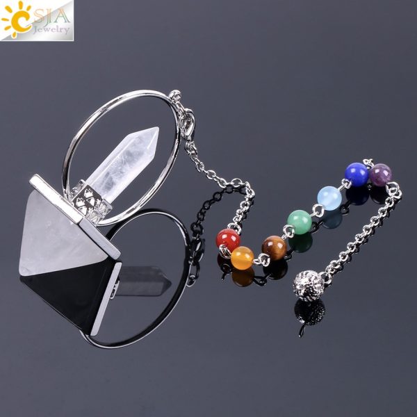 Healing Natural Stone Reiki Pendulum – Hexagonal Prism Pyramid - Image 2