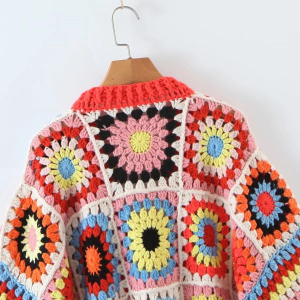 Handmade Granny Square Crochet Cardigan | Vintage Boho Style - Image 6