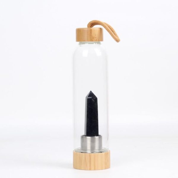 24.5 cm Glass Water Bottle with Healing Crystal | Crystal-Infused Hydration - Image 9