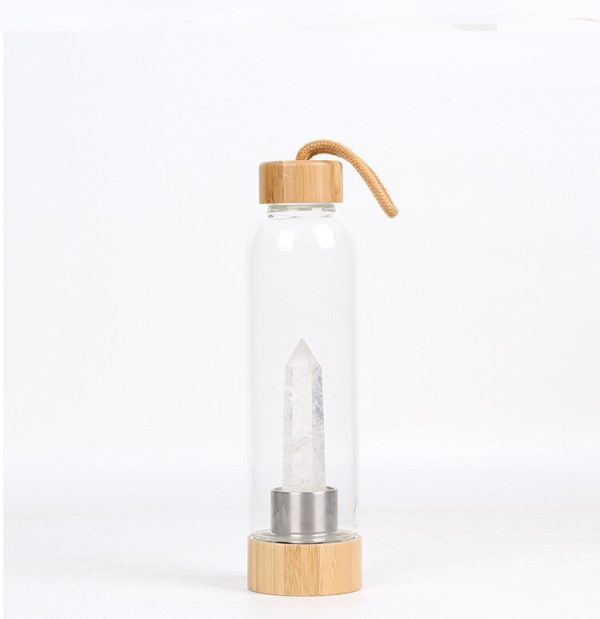 24.5 cm Glass Water Bottle with Healing Crystal | Crystal-Infused Hydration - Image 12