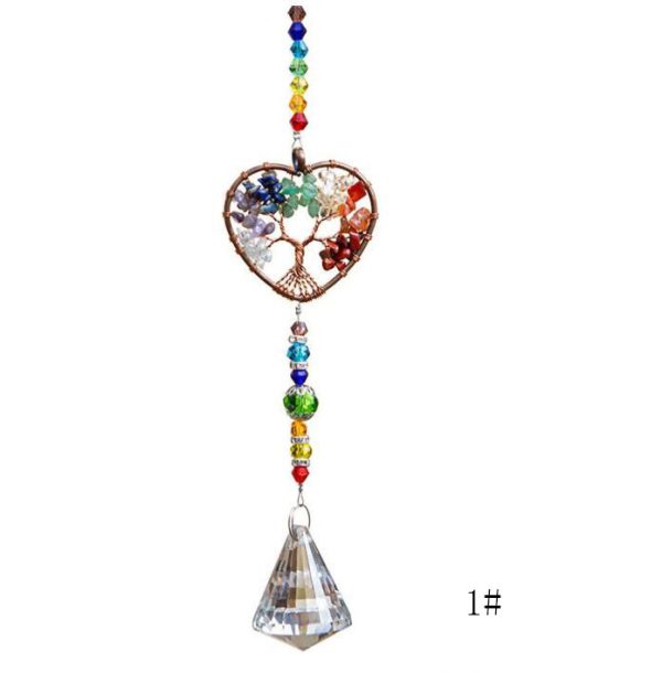 Chakra Healing Natural Stone Tree of Life Suncatcher | Rainbow Maker Window Hanging Ornament - Image 6