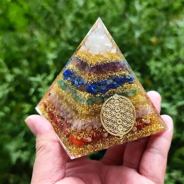 7 Chakra Orgone Pyramid | Orgonite Energy Healing Meditation Tool - Image 2