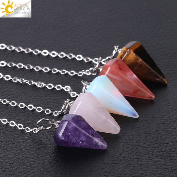 Natural Stone Reiki Pendulum - Natural Stone Amulet Healing Crystal Pendant - Image 4