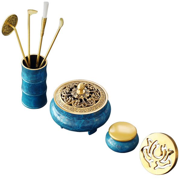 Hand-Crafted Blue Incense Burner Kit – Artisanal Incense Road Tool Supplies - Image 6