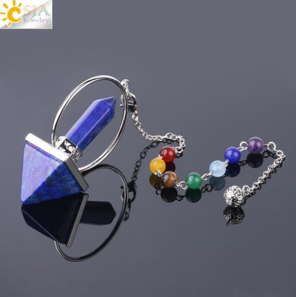 Healing Natural Stone Reiki Pendulum – Hexagonal Prism Pyramid - Image 8