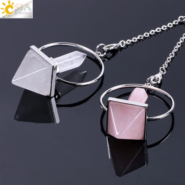 Healing Natural Stone Reiki Pendulum – Hexagonal Prism Pyramid - Image 6