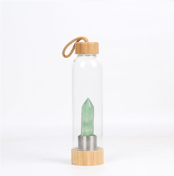 24.5 cm Glass Water Bottle with Healing Crystal | Crystal-Infused Hydration - Image 3