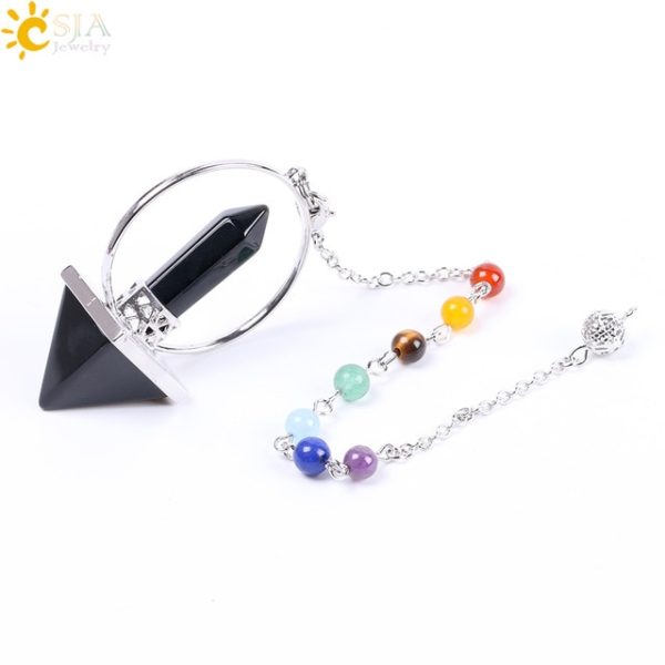 Healing Natural Stone Reiki Pendulum – Hexagonal Prism Pyramid - Image 7