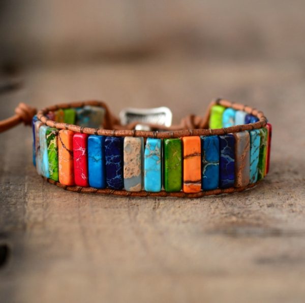 Boho Colorful Ethnic Bracelet with Silver Closure - Image 3