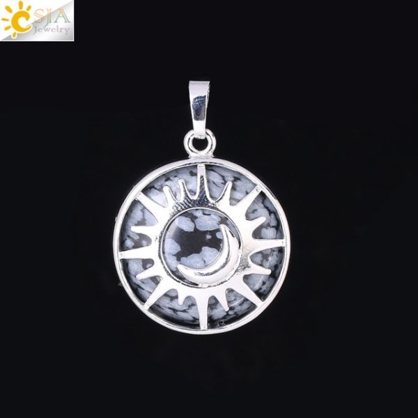 Sun & Moon Pendant with Healing Natural Stones | Amethyst, Quartz, and More - Image 25