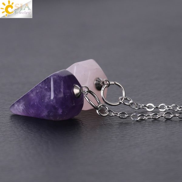 Natural Stone Reiki Pendulum - Natural Stone Amulet Healing Crystal Pendant - Image 3