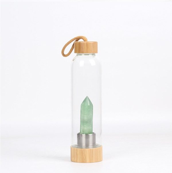 24.5 cm Glass Water Bottle with Healing Crystal | Crystal-Infused Hydration - Image 15