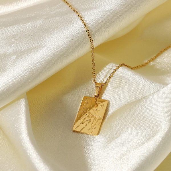 Square Amulet Enamel Pendant Necklace - Premium Gilded Jewelry - Image 3