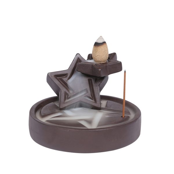 Handmade Backflow Incense Burner - Mystical Star Pattern Ornament for Home - Image 5