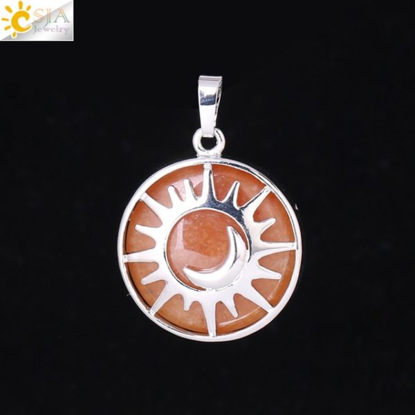 Sun & Moon Pendant with Healing Natural Stones | Amethyst, Quartz, and More - Image 24