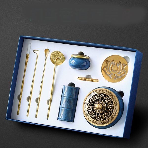 Hand-Crafted Blue Incense Burner Kit – Artisanal Incense Road Tool Supplies