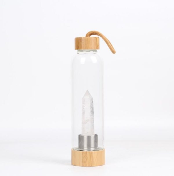 24.5 cm Glass Water Bottle with Healing Crystal | Crystal-Infused Hydration - Image 8