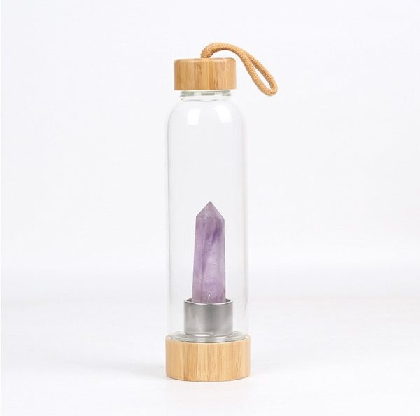 24.5 cm Glass Water Bottle with Healing Crystal | Crystal-Infused Hydration - Image 10