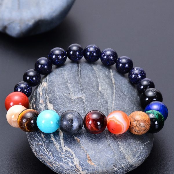 Eight Planets Natural Stone Bracelet | Universe Yoga Chakra Galaxy Solar System Beads - Image 2