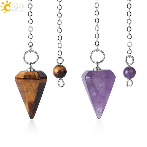 Natural Stone Reiki Pendulum - Natural Stone Amulet Healing Crystal Pendant