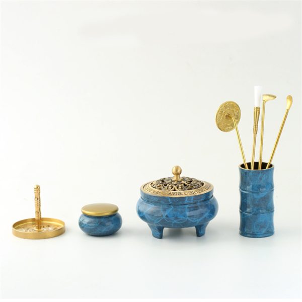 Hand-Crafted Blue Incense Burner Kit – Artisanal Incense Road Tool Supplies - Image 5