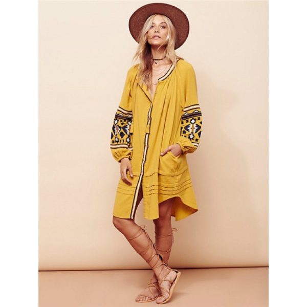 Bohemian Ethnic Style Embroidered Loose Cardigan Dress - Image 6