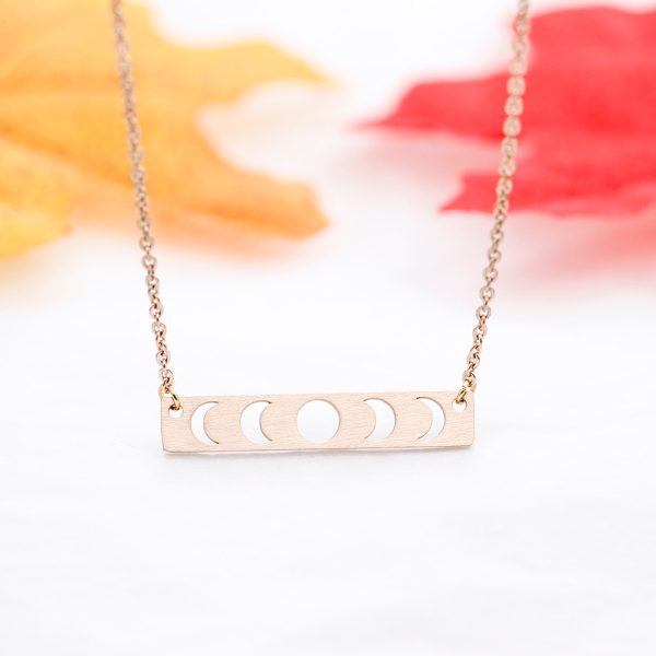 Hollow Moon Phase Pendant Necklace - Gold and Rose Gold Stainless Steel - Image 4