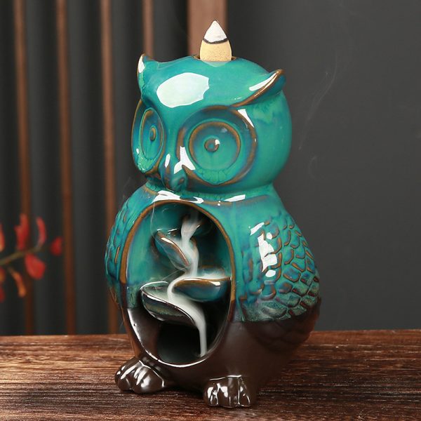 Owl Backflow Incense Burner | Handcrafted Ceramic Aromatherapy Ornament - Image 3