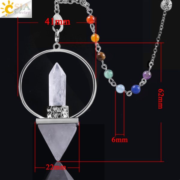 Healing Natural Stone Reiki Pendulum – Hexagonal Prism Pyramid - Image 4