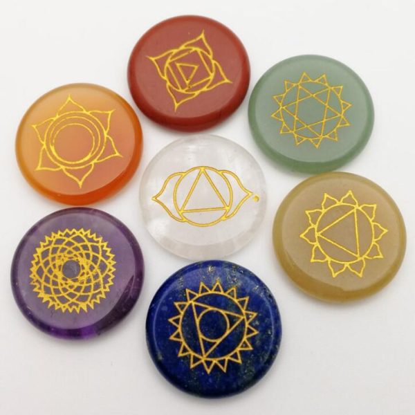 7 Chakra Meditation Palm Stones – Natural Stone Carved Reiki Healing Set - Image 5