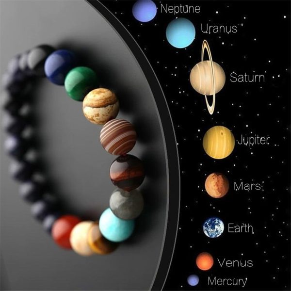 Eight Planets Natural Stone Bracelet | Universe Yoga Chakra Galaxy Solar System Beads