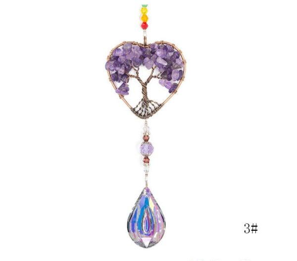 Chakra Healing Natural Stone Tree of Life Suncatcher | Rainbow Maker Window Hanging Ornament - Image 4