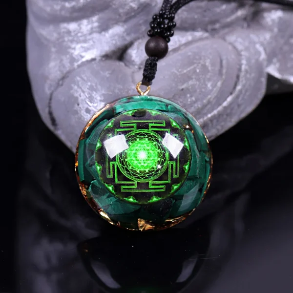 Malachite Orgonite Pendant Quartz Chakra Necklace For Women Men EMF Radiation Protection Healing Crystal Jewelry Gift - Image 3