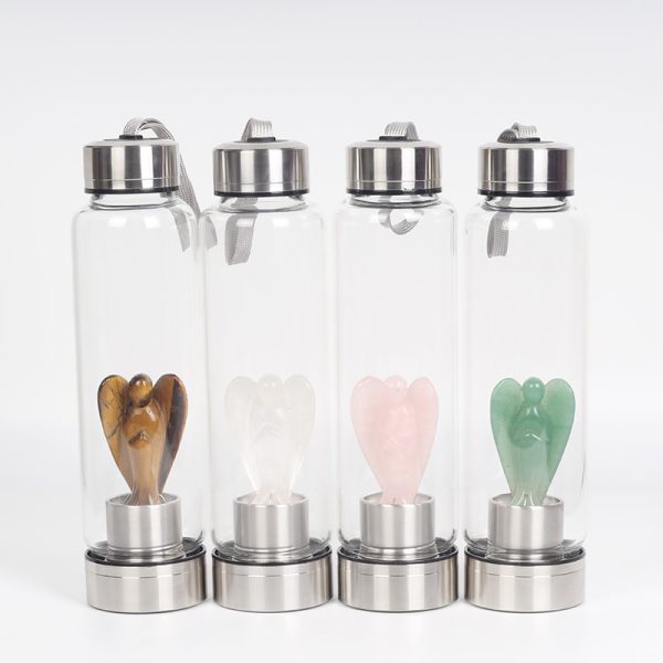 Metallic Glass Bottle with Healing Crystal | Choose Your Gemstone - Image 2