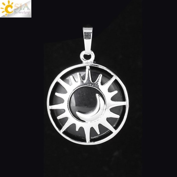 Sun & Moon Pendant with Healing Natural Stones | Amethyst, Quartz, and More - Image 8