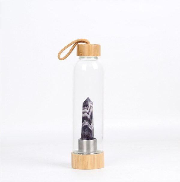 24.5 cm Glass Water Bottle with Healing Crystal | Crystal-Infused Hydration - Image 5