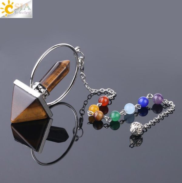 Healing Natural Stone Reiki Pendulum – Hexagonal Prism Pyramid - Image 10